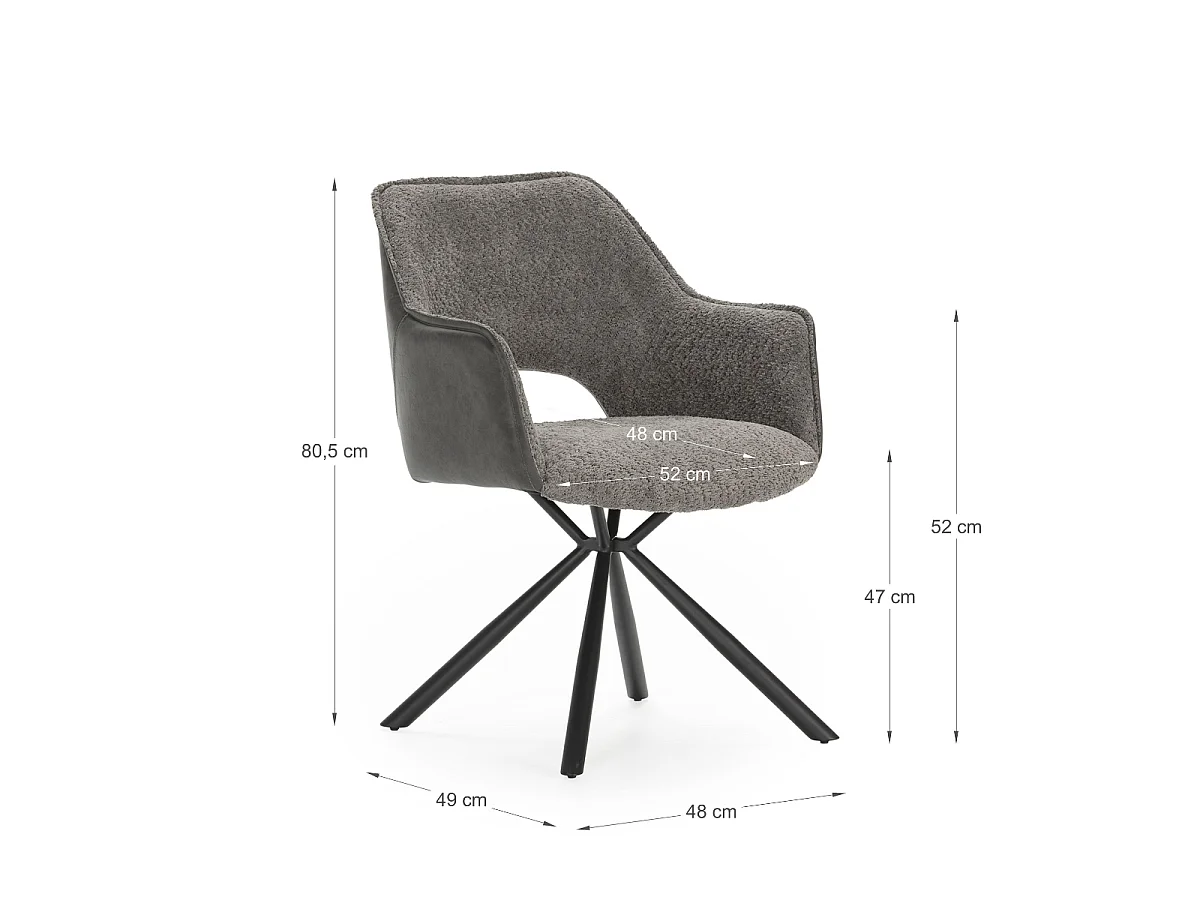 Lot de 2 fauteuils en tissu avec pieds en métal noir L62 cm - MARIEL