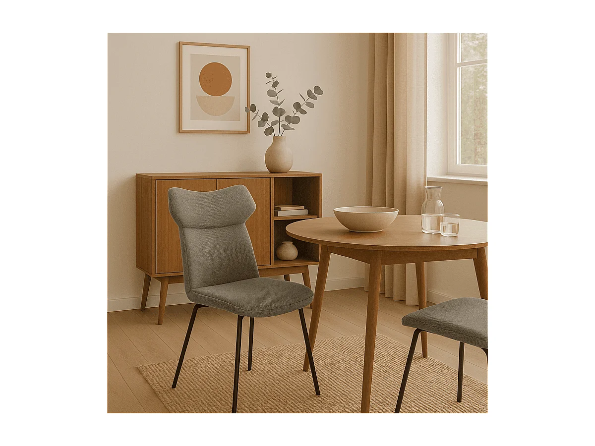 Lot de 2 chaises en tissu avec pieds en métal noir L47 cm - DARA