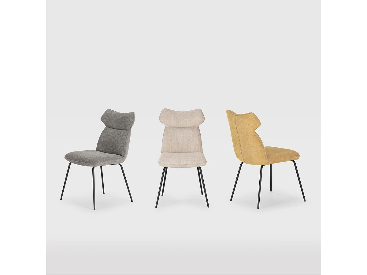 Set van 2 stoelen in stof met zwarte metalen poten L47 cm - DARA