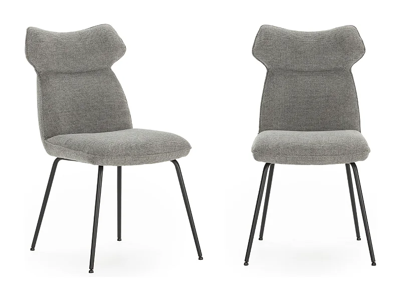 Set van 2 stoelen in stof met zwarte metalen poten L47 cm - DARA