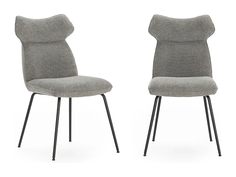 Lot de 2 chaises en tissu avec pieds en métal noir L47 cm - DARA