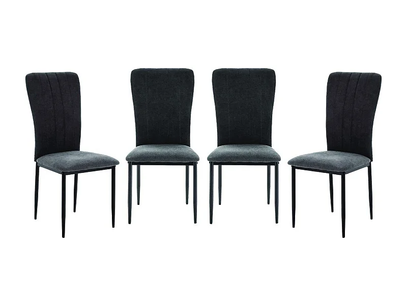 Lot de 4 chaises en tissu avec pieds en métal noir L43 cm - HOLLY