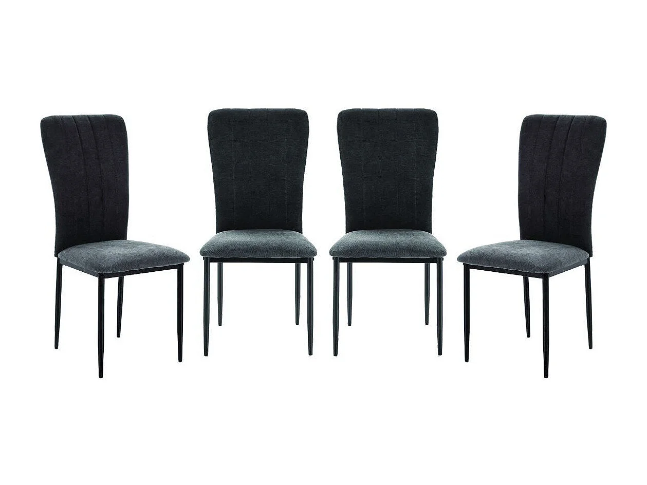 Lot de 4 chaises en tissu avec pieds en métal noir L43 cm - HOLLY