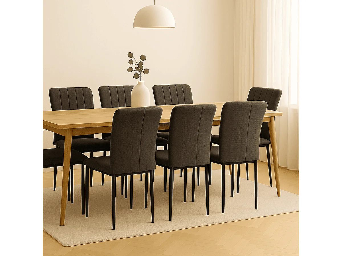 Lot de 4 chaises en tissu avec pieds en métal noir L43 cm - HOLLY