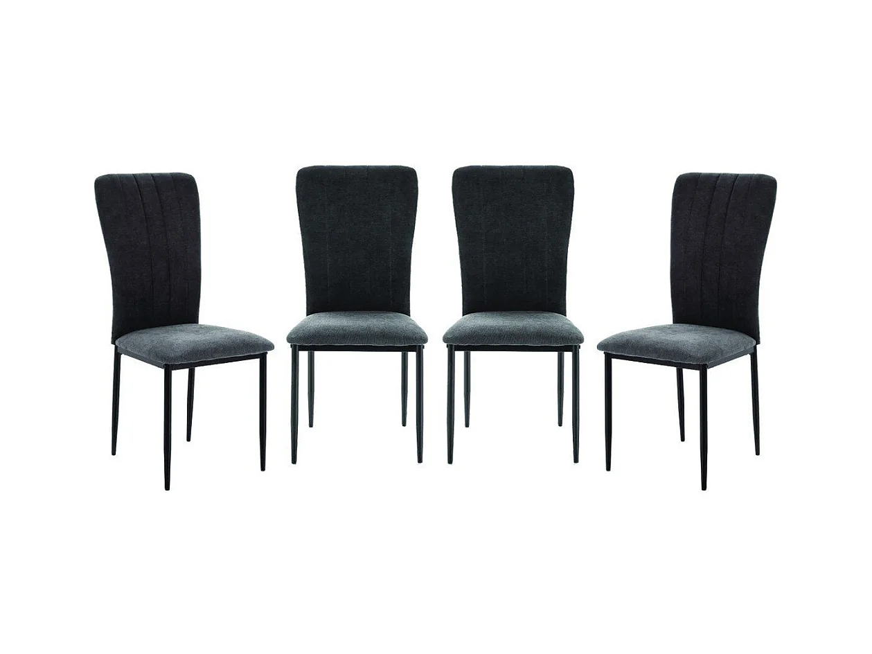 Set di 4 sedie in tessuto con gambe in metallo nero L43 cm - HOLLY