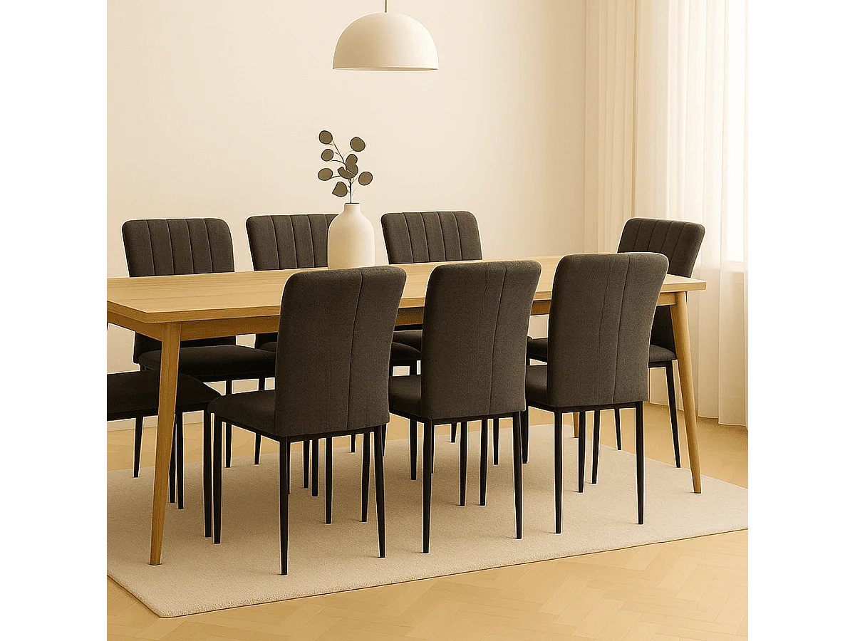 Set di 4 sedie in tessuto con gambe in metallo nero L43 cm - HOLLY