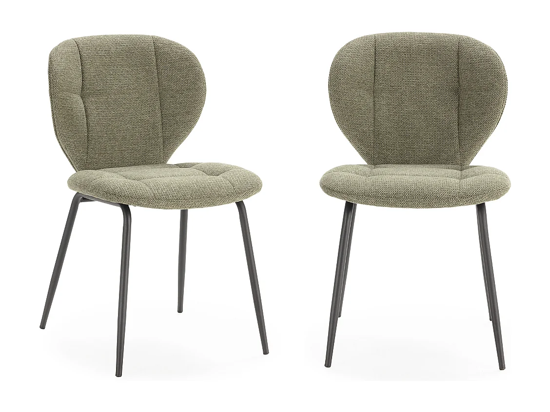 Set van 2 stoelen in stof met zwarte metalen poten L50 cm - LUCY