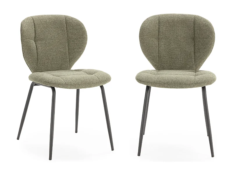 Set van 2 stoelen in stof met zwarte metalen poten L50 cm - LUCY