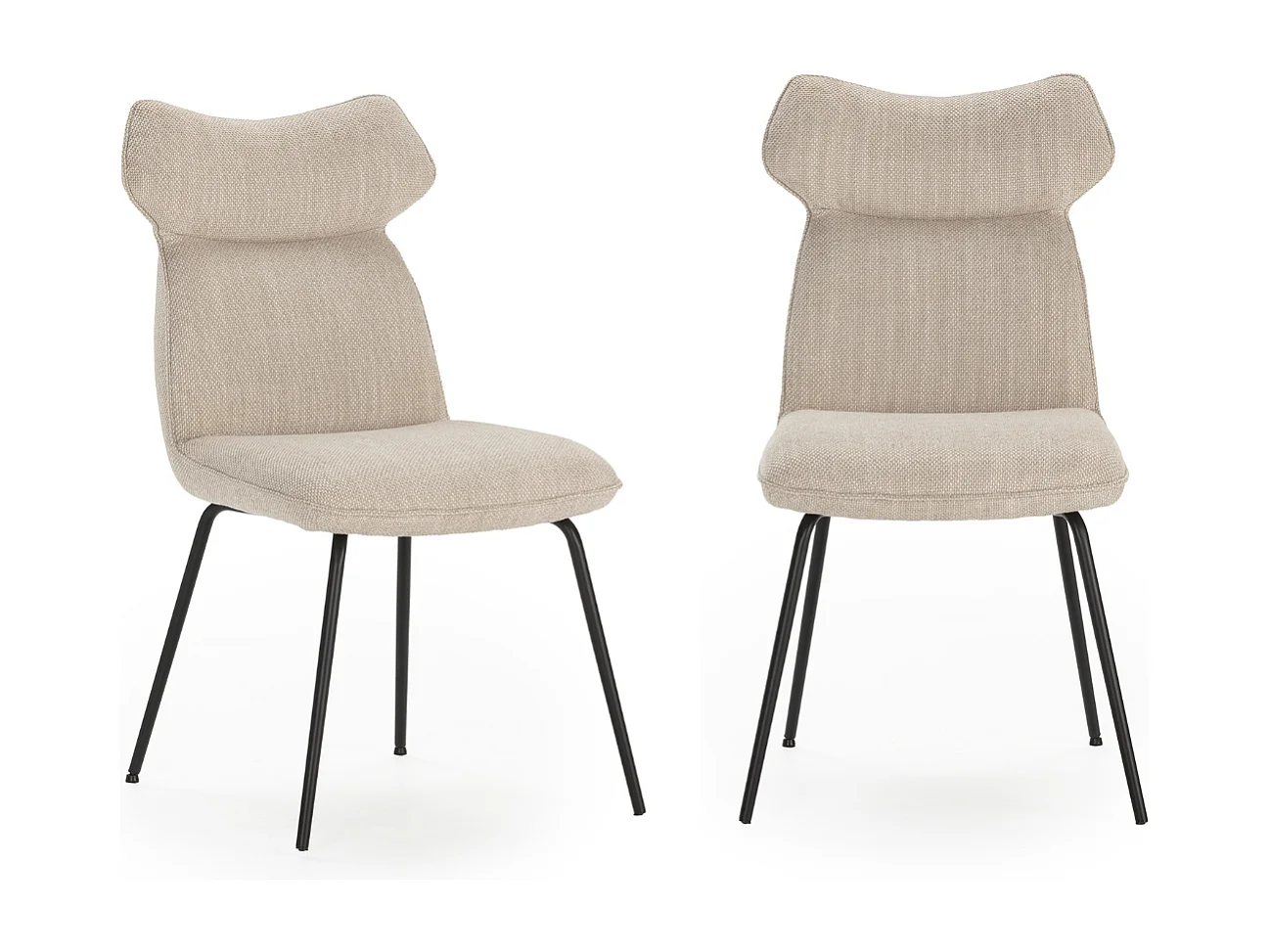 Lot de 2 chaises en tissu avec pieds en métal noir L47 cm - DARA