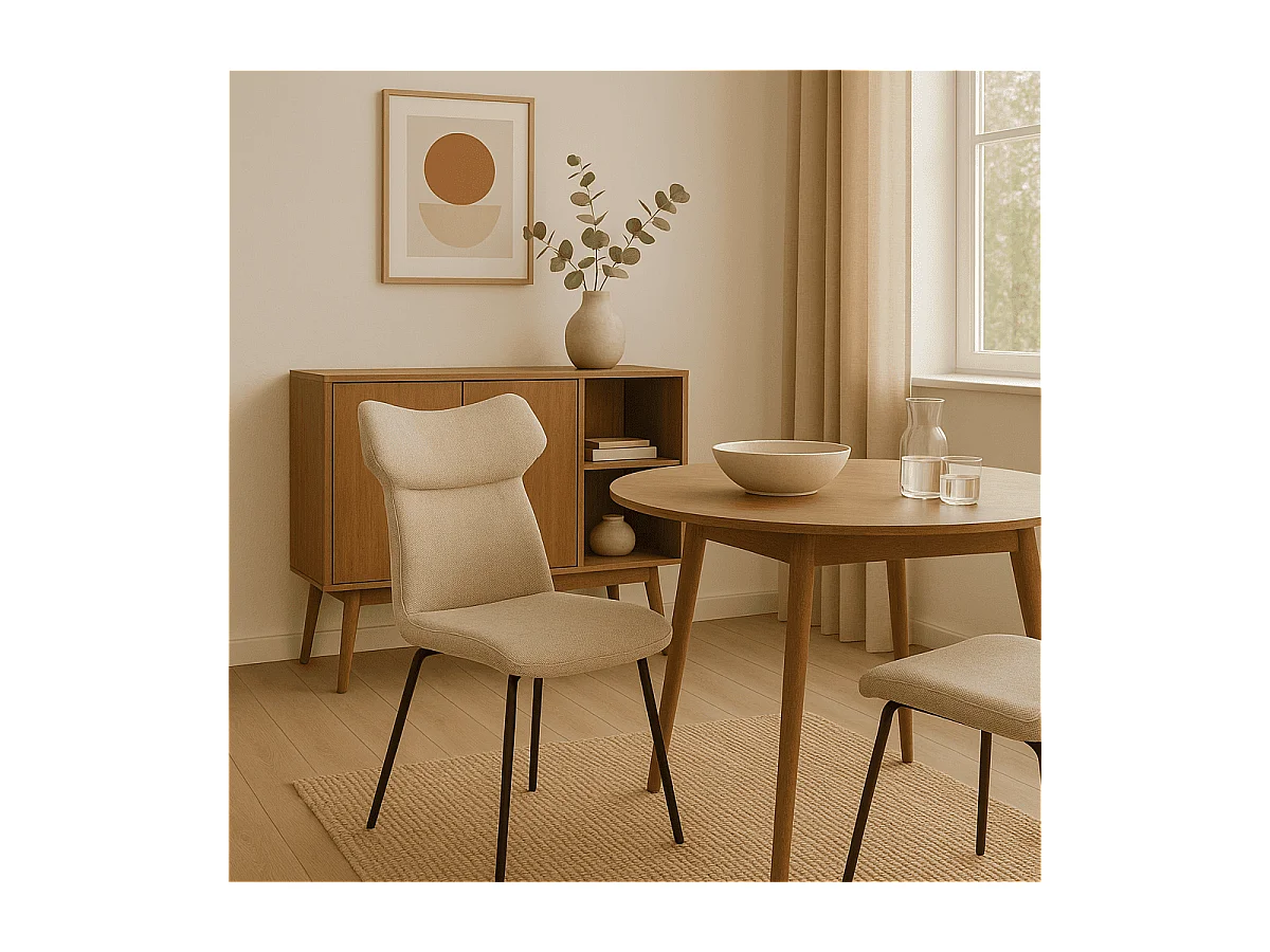 Lot de 2 chaises en tissu avec pieds en métal noir L47 cm - DARA