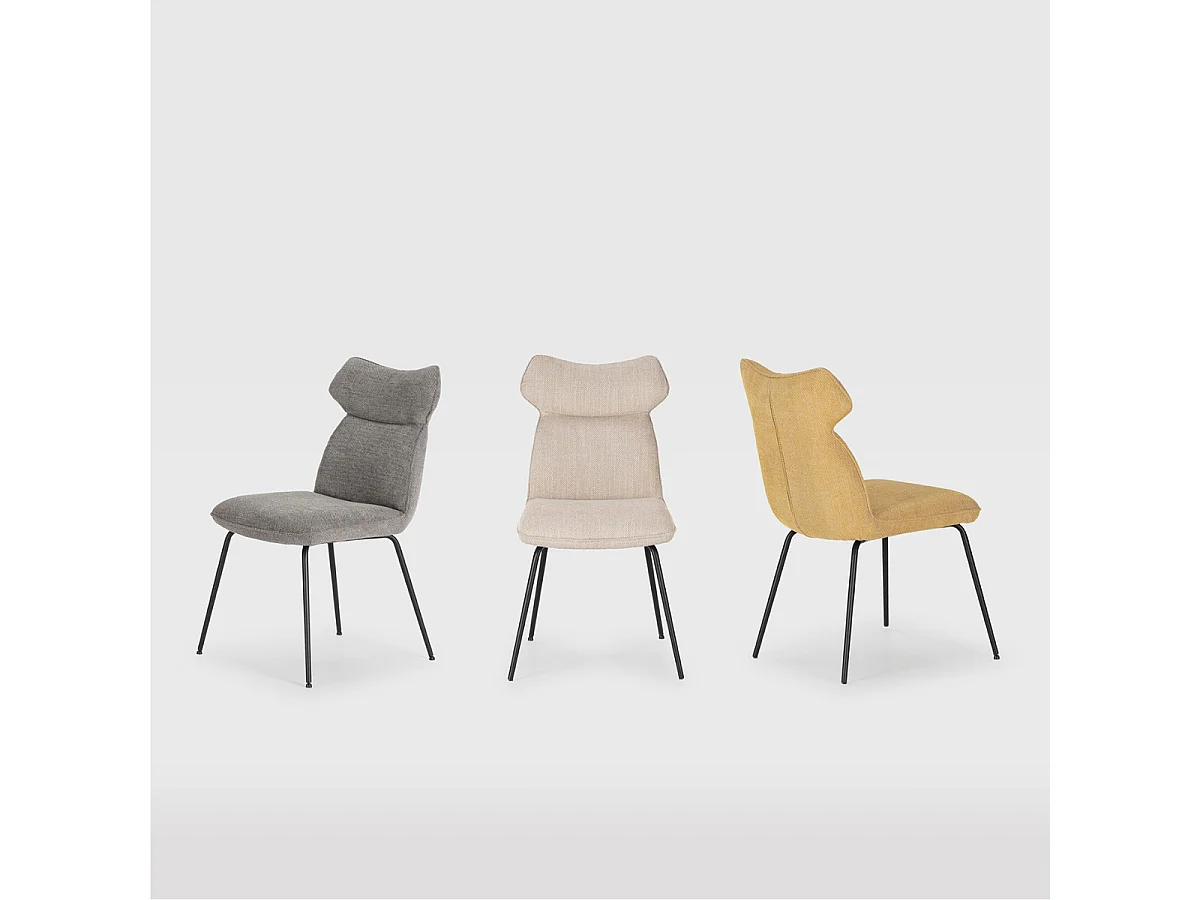 Lot de 2 chaises en tissu avec pieds en métal noir L47 cm - DARA