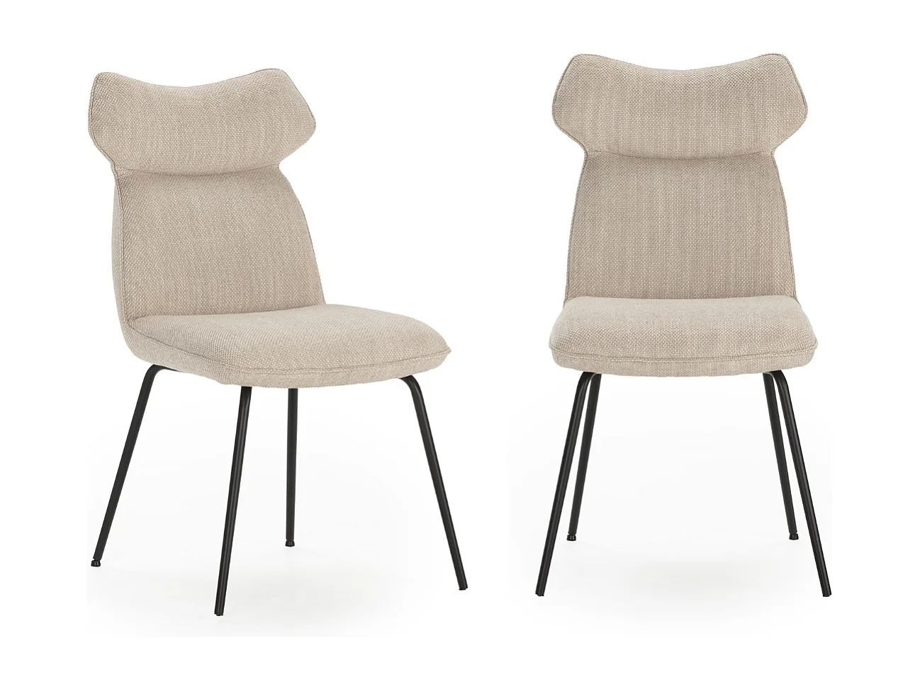 Set van 2 stoelen in stof met zwarte metalen poten L47 cm - DARA