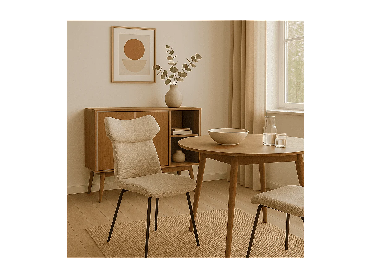 Set van 2 stoelen in stof met zwarte metalen poten L47 cm - DARA