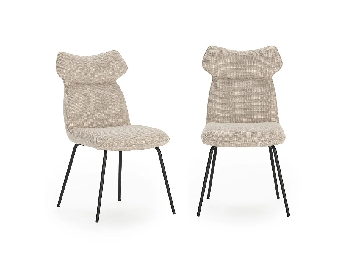 Set van 2 stoelen in stof met zwarte metalen poten L47 cm - DARA