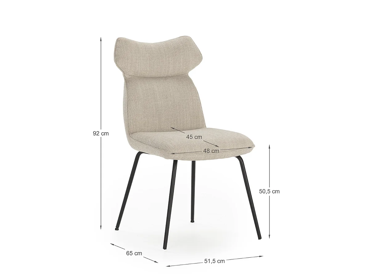Set van 2 stoelen in stof met zwarte metalen poten L47 cm - DARA