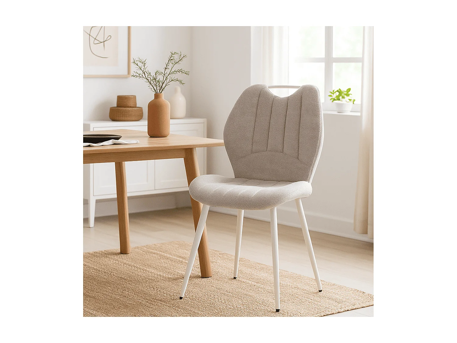 Set van 4 stoelen in stof met zwarte metalen poten L48 cm - NOVA
