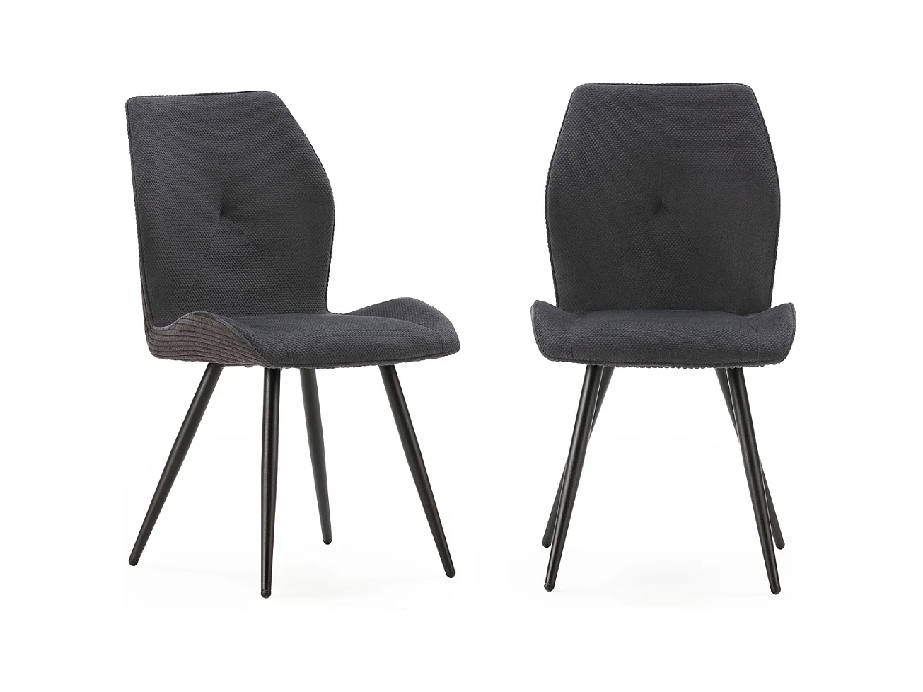 Lote de 2 sillas de tela con patas de metal negro L45 cm - ADAYA