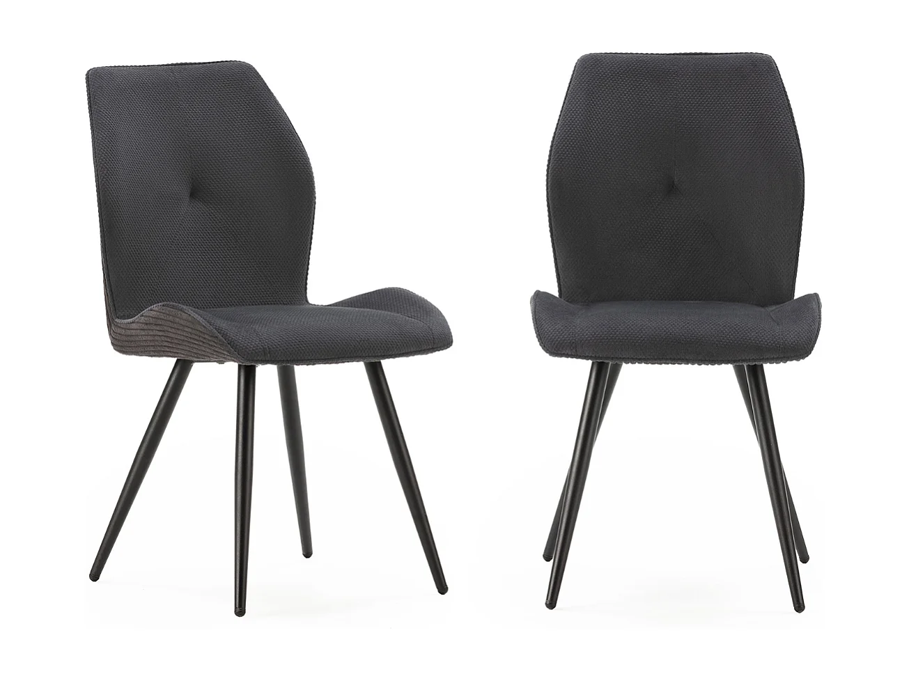 Lot de 2 chaises en tissu avec pieds en métal noir L45 cm - ADAYA