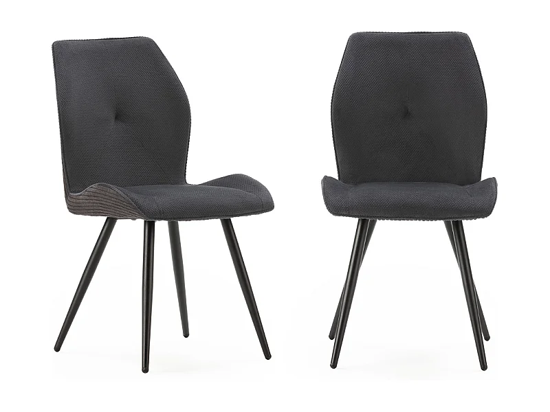 Lot de 2 chaises en tissu avec pieds en métal noir L45 cm - ADAYA