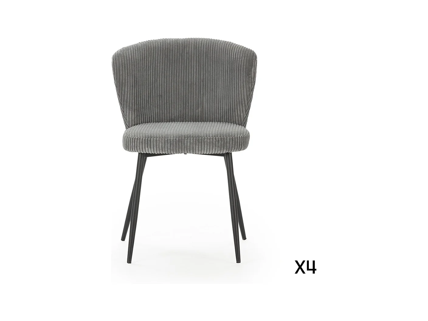 Lot de 4 chaises en velours côtelé avec pieds en métal noir L47 cm - MEGAN