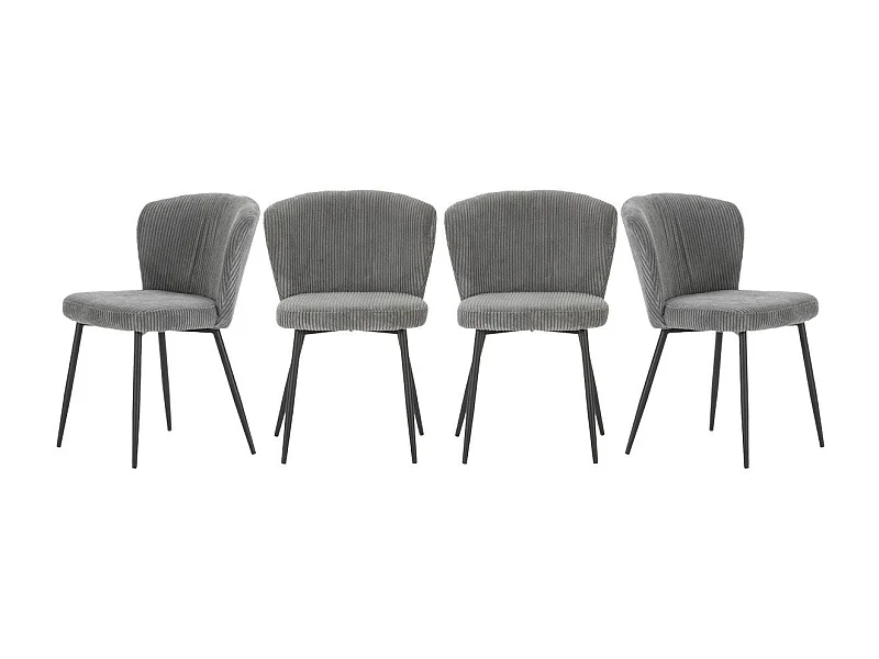 Lot de 4 chaises en velours côtelé avec pieds en métal noir L47 cm - MEGAN