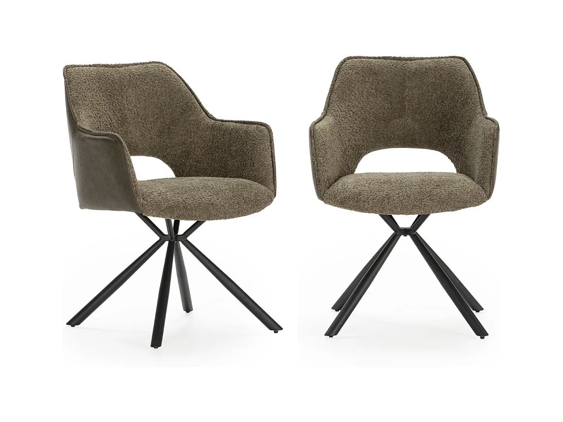 Lot de 2 fauteuils en tissu avec pieds en métal noir L62 cm - MARIEL