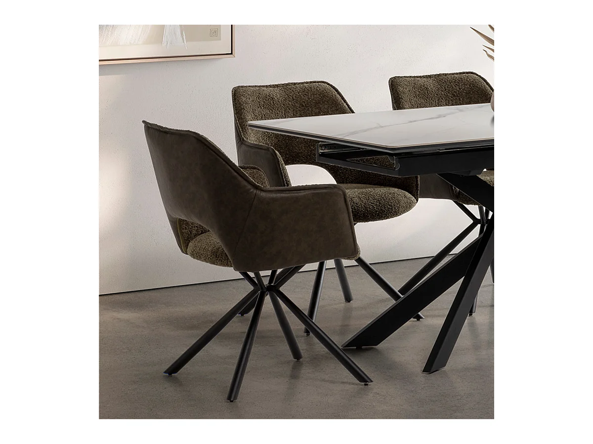 Lot de 2 fauteuils en tissu avec pieds en métal noir L62 cm - MARIEL