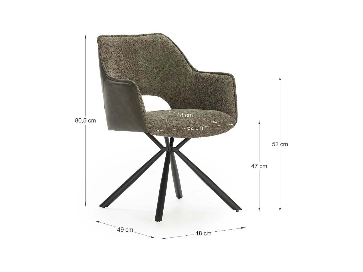 Lot de 2 fauteuils en tissu avec pieds en métal noir L62 cm - MARIEL