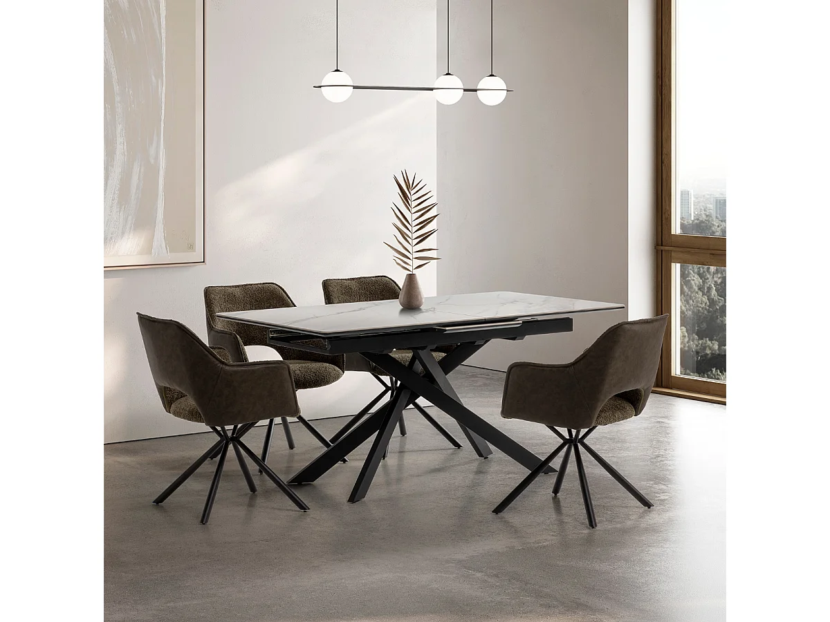 Lot de 2 fauteuils en tissu avec pieds en métal noir L62 cm - MARIEL