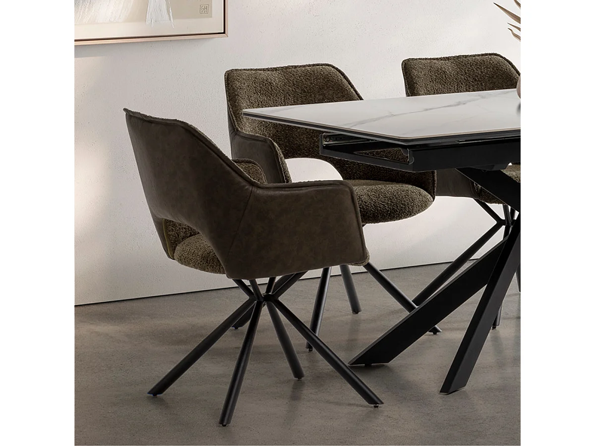 Lot de 2 fauteuils en tissu avec pieds en métal noir L62 cm - MARIEL