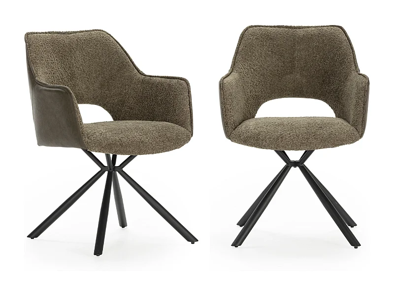 Set di 2 poltrone in tessuto con gambe in metallo nero L62 cm - MARIEL