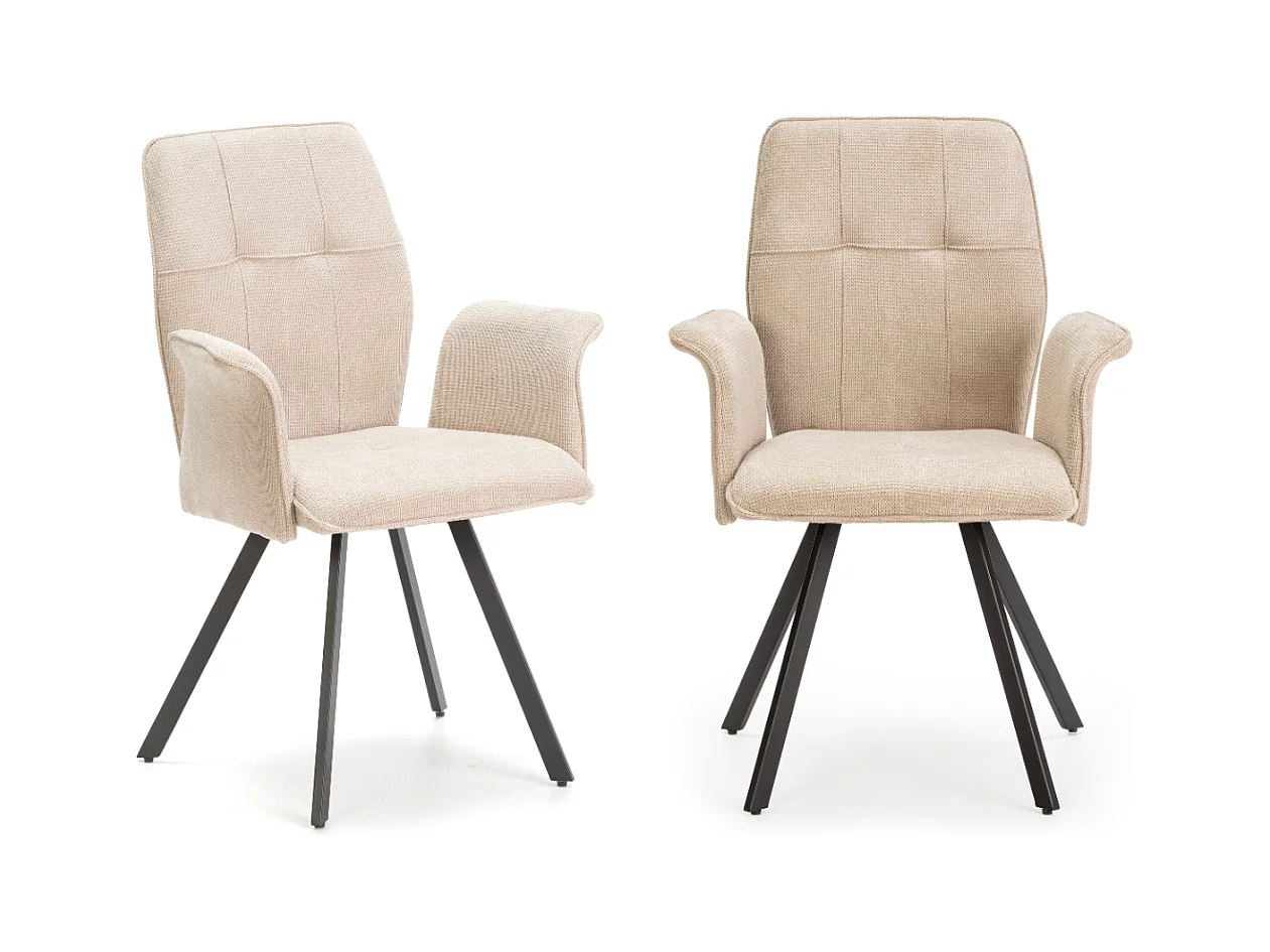 Lot de 2 fauteuils en tissu avec pieds en métal noir L62 cm - MERY
