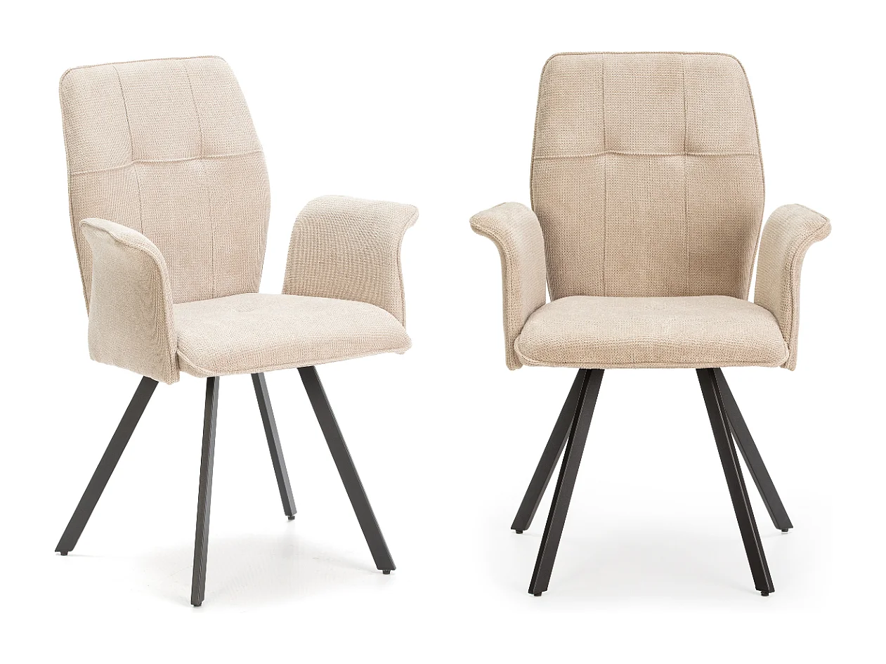 Lot de 2 fauteuils en tissu avec pieds en métal noir L62 cm - MERY