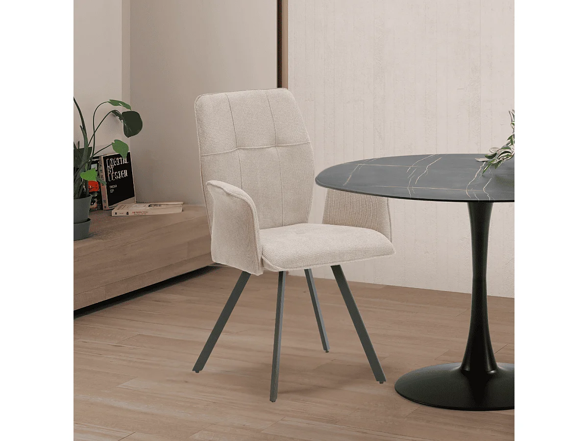 Lot de 2 fauteuils en tissu avec pieds en métal noir L62 cm - MERY