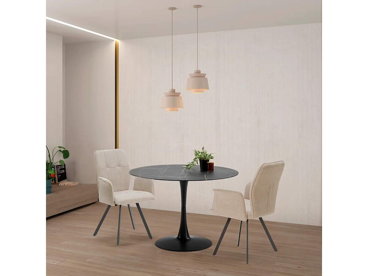 Lot de 2 fauteuils en tissu avec pieds en métal noir L62 cm - MERY