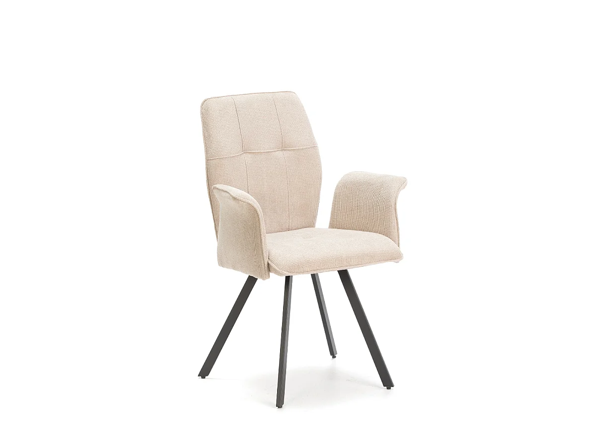 Lot de 2 fauteuils en tissu avec pieds en métal noir L62 cm - MERY