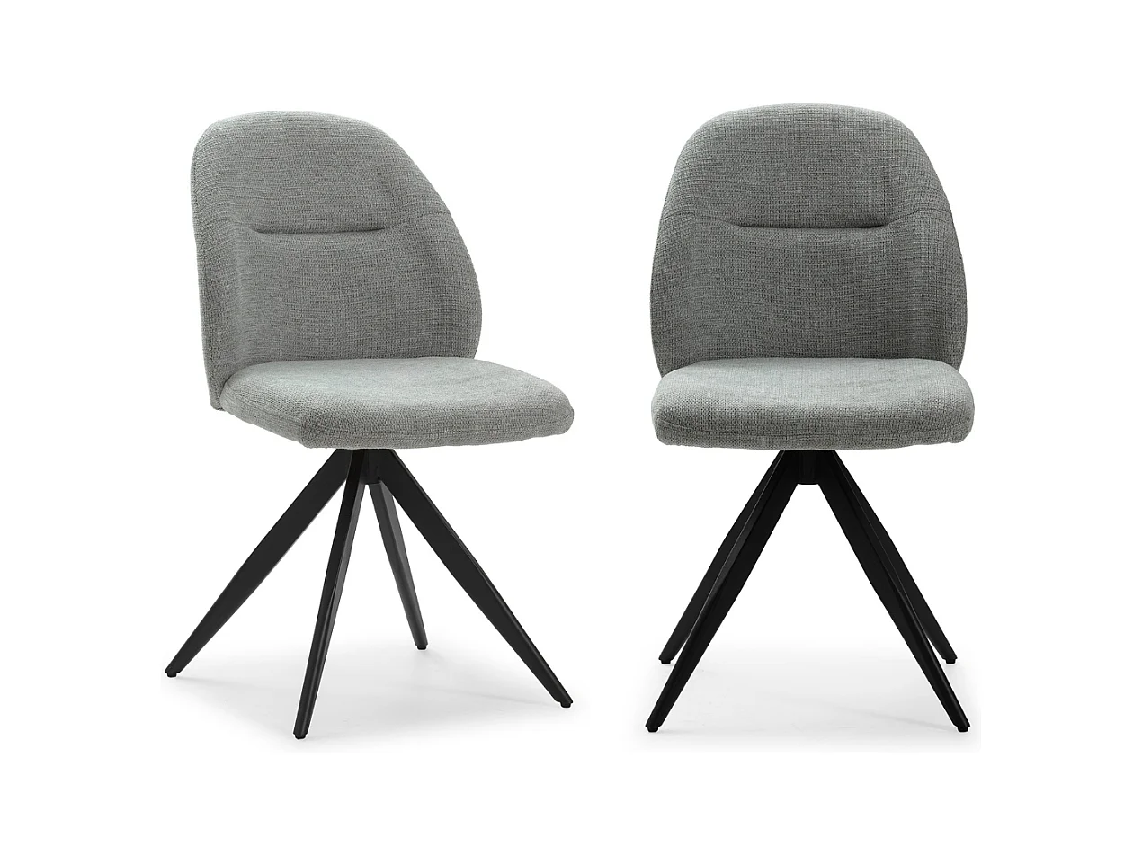 Lot de 2 chaises pivotantes en tissu avec pieds en métal noir L47 cm - TAMARA