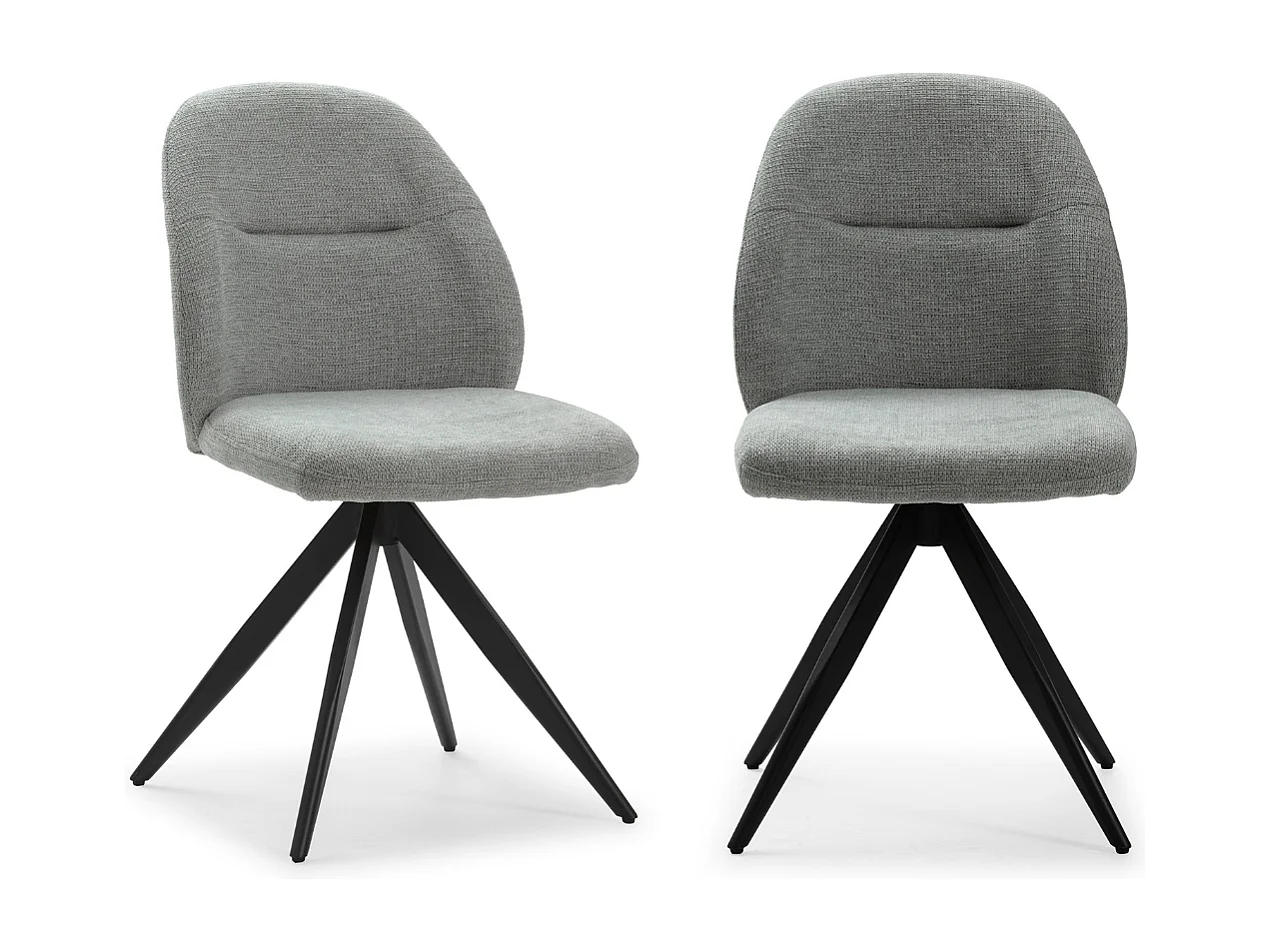 Lot de 2 chaises pivotantes en tissu avec pieds en métal noir L47 cm - TAMARA