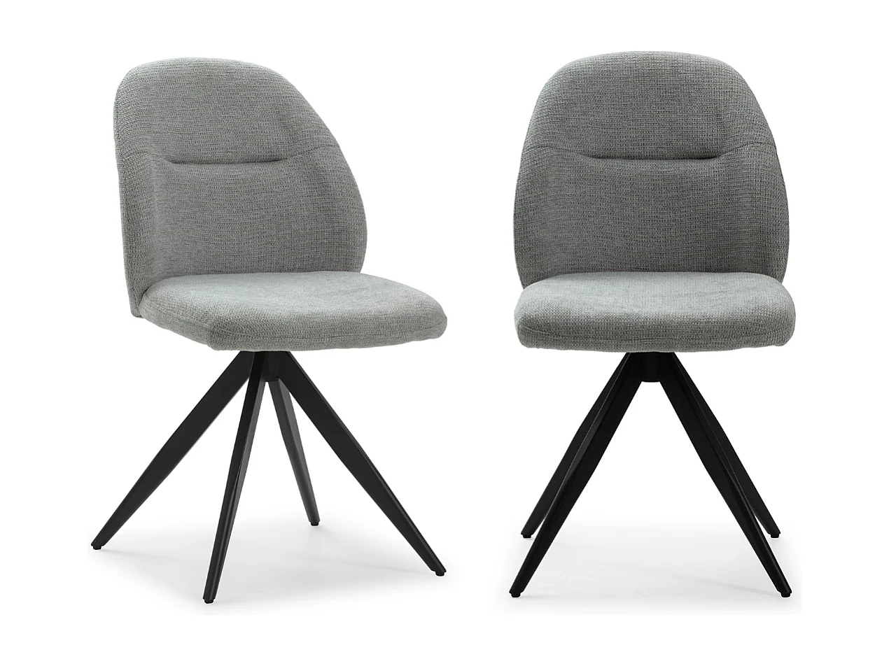 Conjunto de 2 cadeiras giratórias em tecido preto e metal 47x47 h85 cm