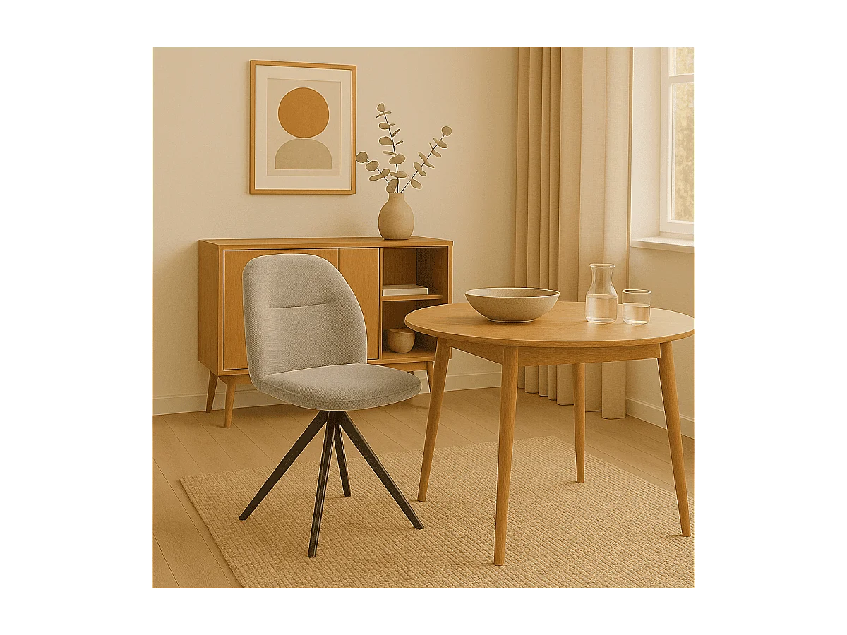 Conjunto de 2 cadeiras giratórias em tecido preto e metal 47x47 h85 cm