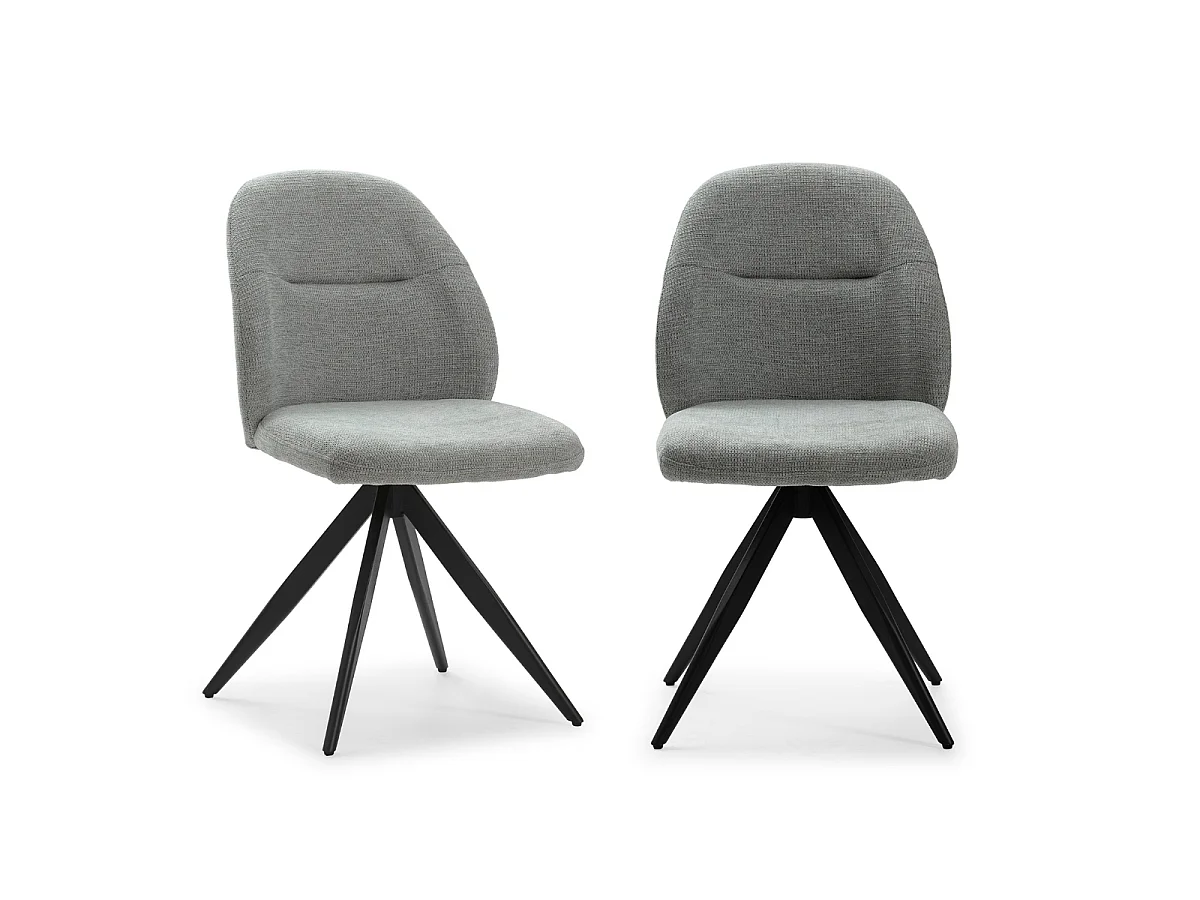 Lot de 2 chaises pivotantes en tissu avec pieds en métal noir L47 cm - TAMARA