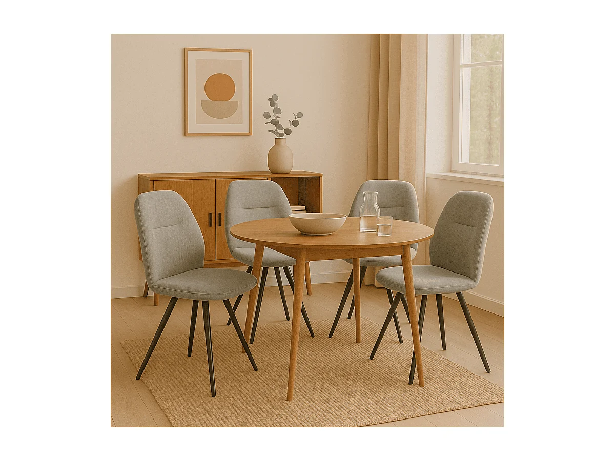 Lot de 2 chaises pivotantes en tissu avec pieds en métal noir L47 cm - TAMARA