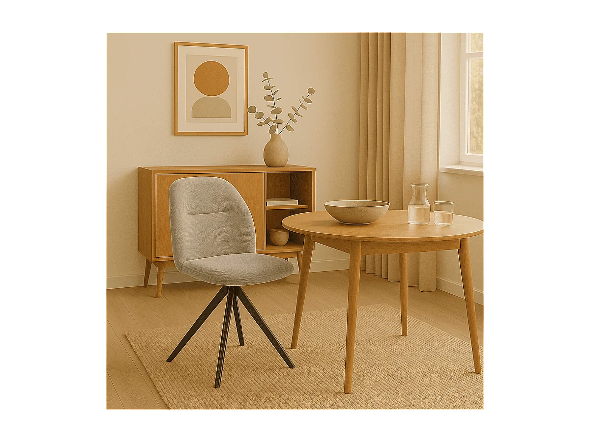 Lot de 2 chaises pivotantes en tissu avec pieds en métal noir L47 cm - TAMARA