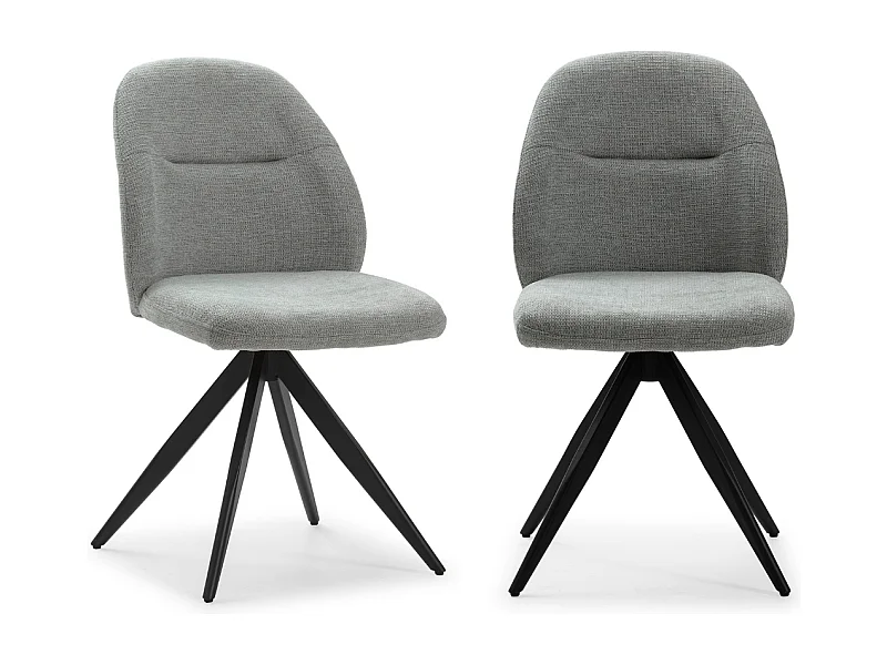 Lot de 2 chaises pivotantes en tissu avec pieds en métal noir L47 cm - TAMARA