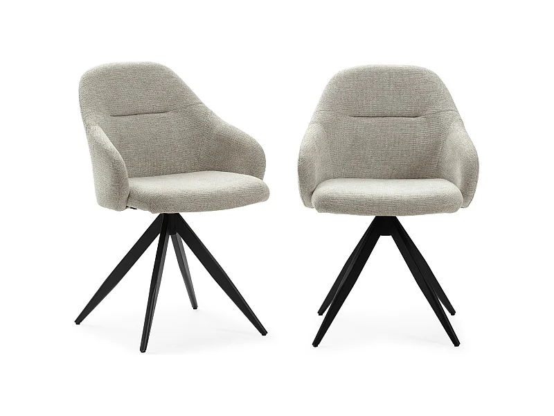 Set aus 2 drehbaren Sesseln aus Stoff mit schwarzen Metallbeinen - TAMARA