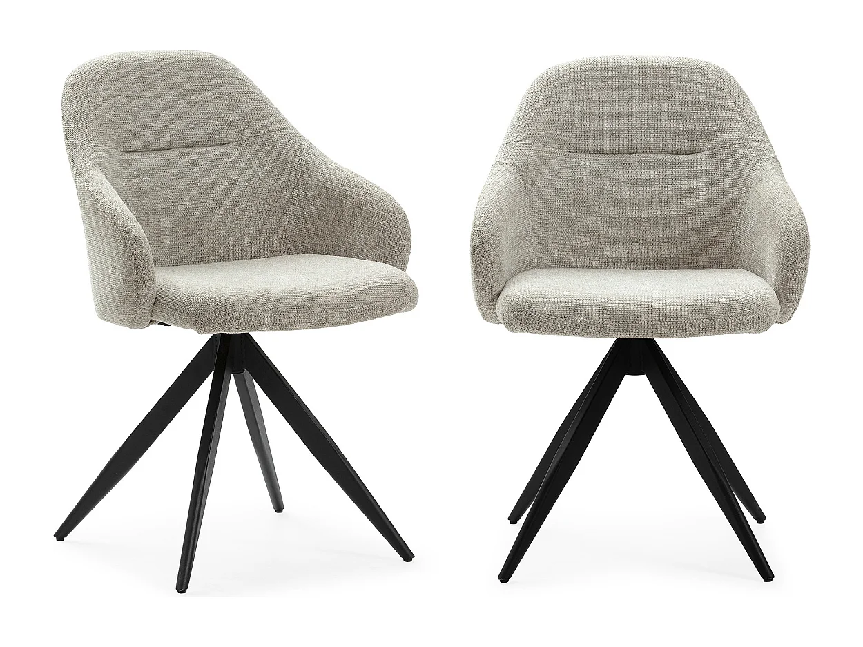 Set di 2 poltrone girevoli in tessuto con gambe in metallo nero - TAMARA