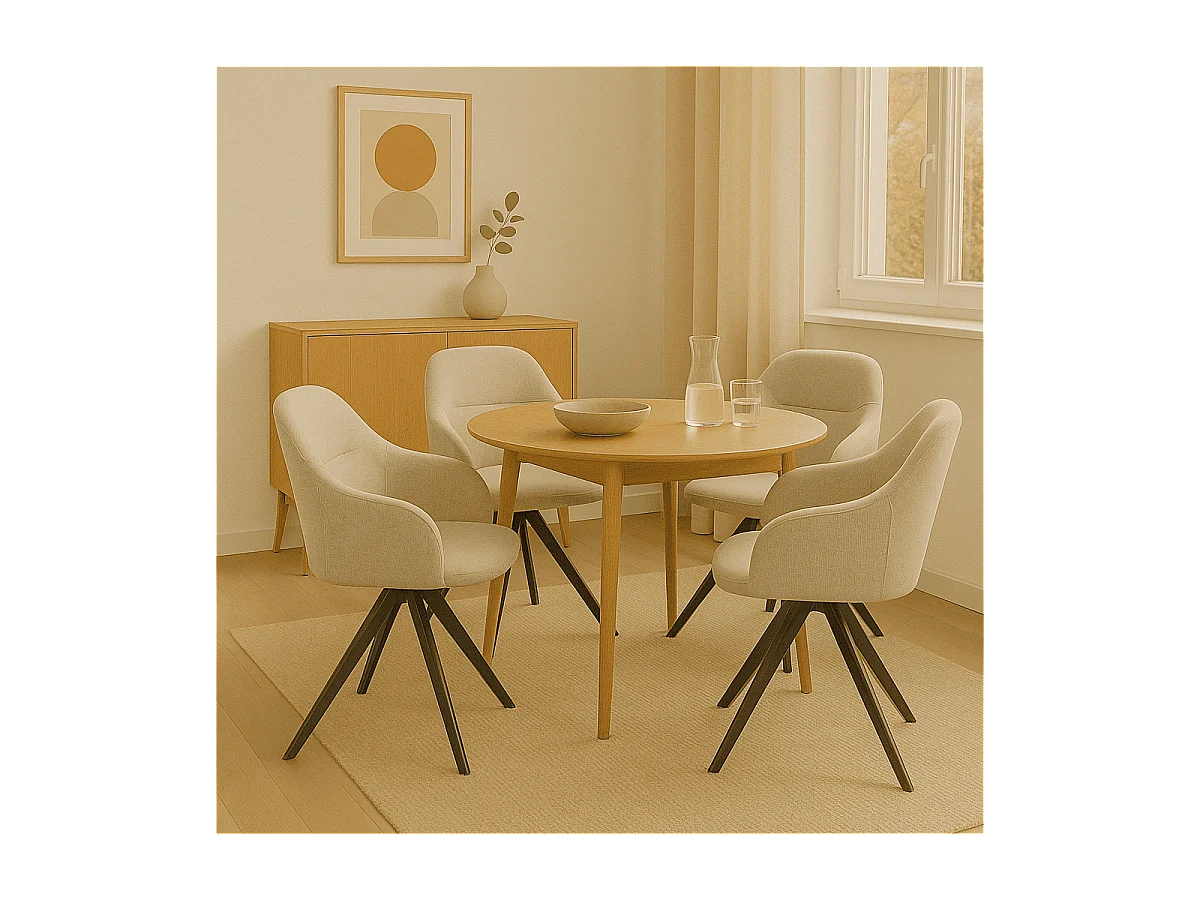 Set di 2 poltrone girevoli in tessuto con gambe in metallo nero - TAMARA