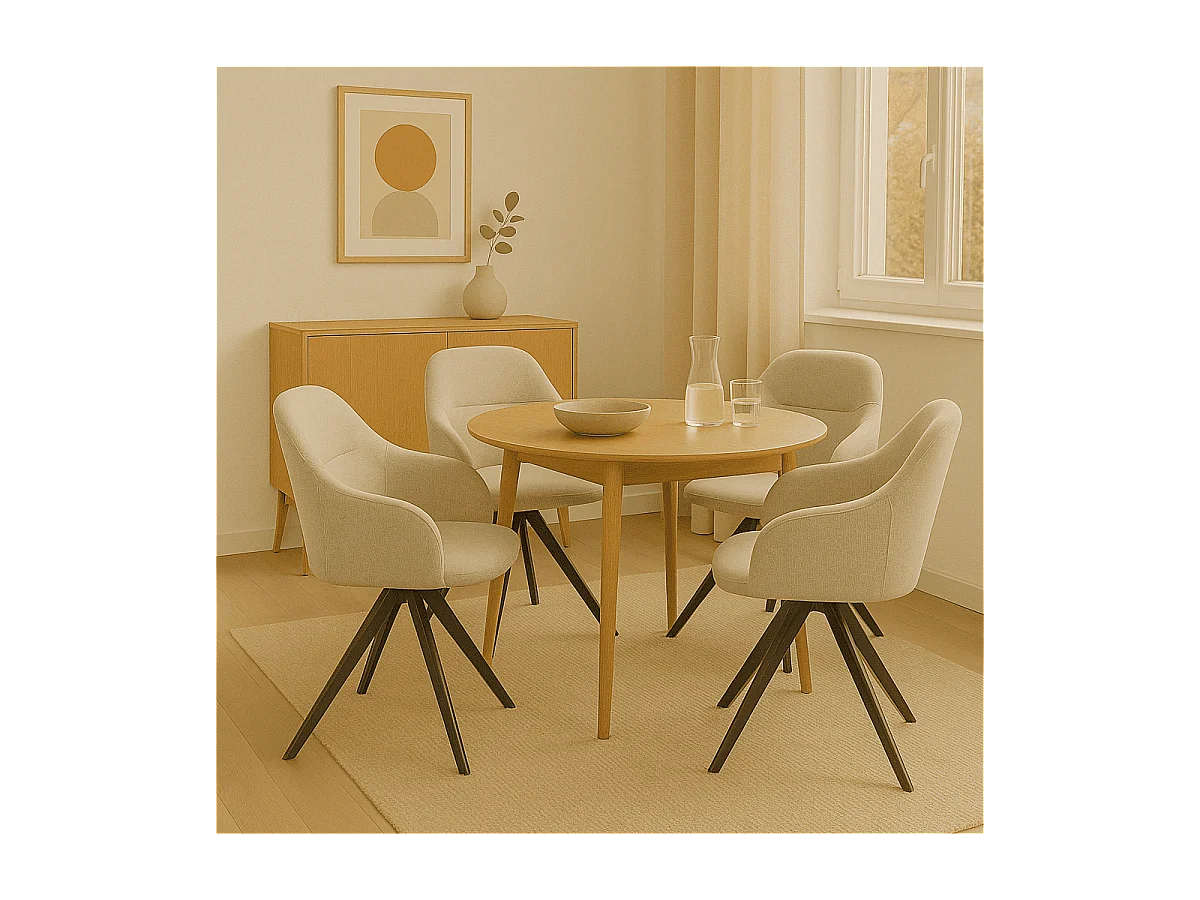 Set aus 2 drehbaren Sesseln aus Stoff mit schwarzen Metallbeinen - TAMARA