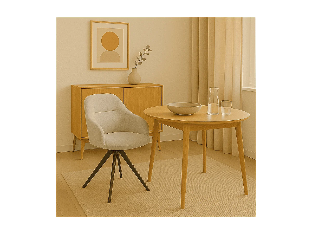 Set aus 2 drehbaren Sesseln aus Stoff mit schwarzen Metallbeinen - TAMARA