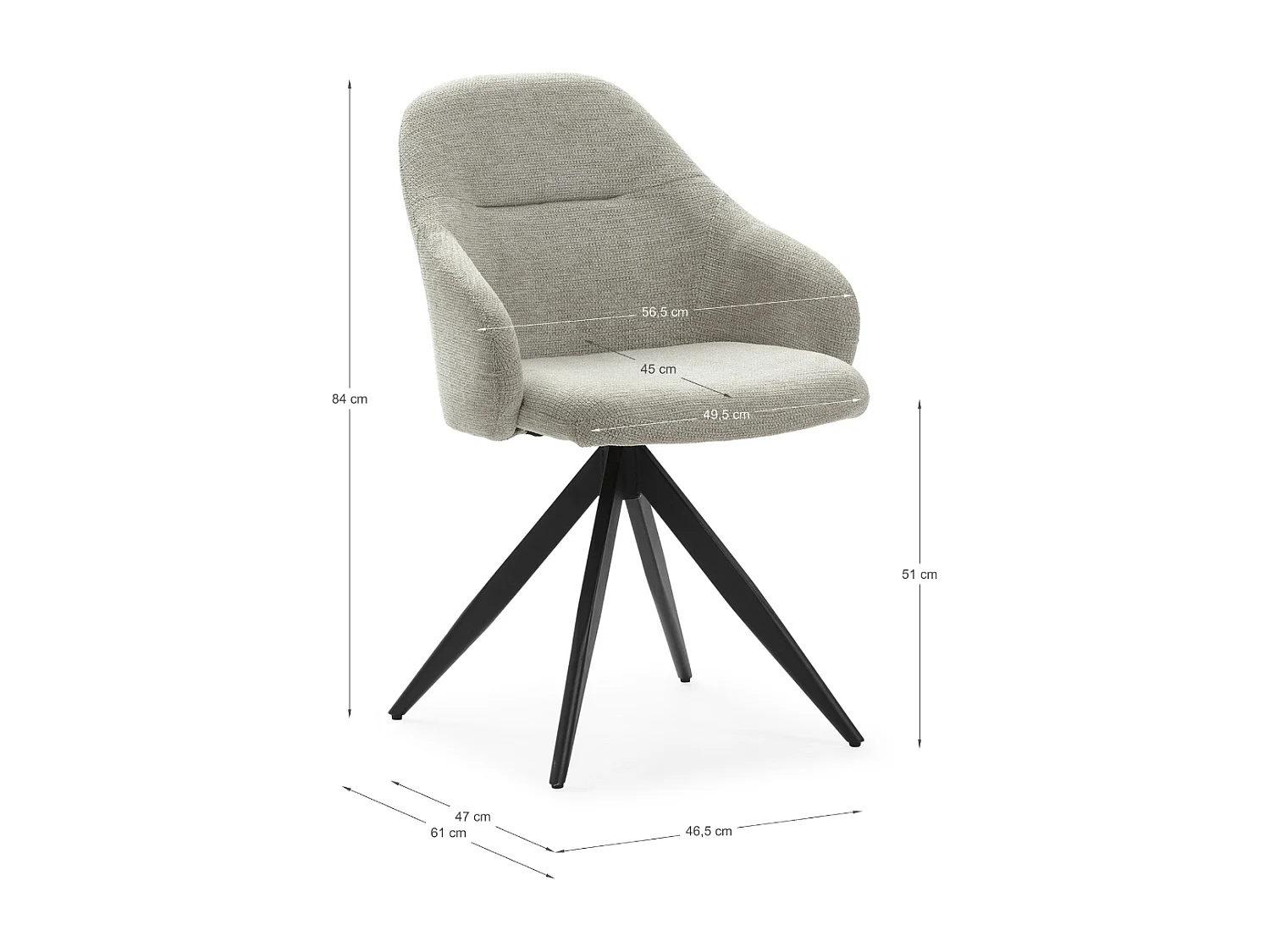 Set aus 2 drehbaren Sesseln aus Stoff mit schwarzen Metallbeinen - TAMARA